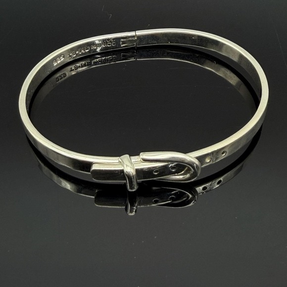 Taxco Jewelry - VTG Taxco Mexico Sterling Silver Hinged Belt Buckle Bangle Bracelet Adjustable